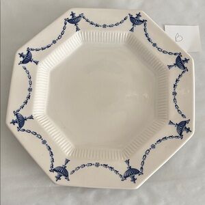 Independence ironstone ash lawn Dinner lunch plate blue white octagonal 10.5”
